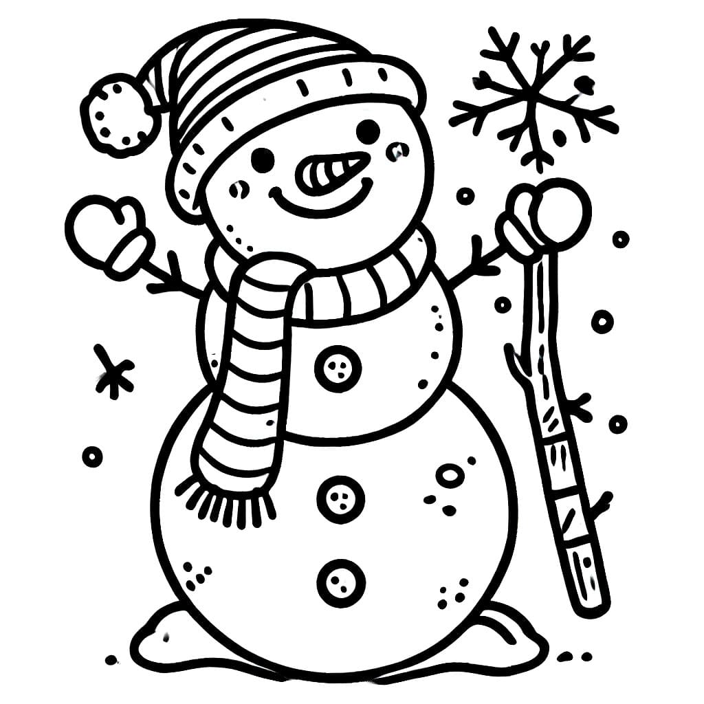 Desenho de Boneco de Neve Feliz para Colorir
