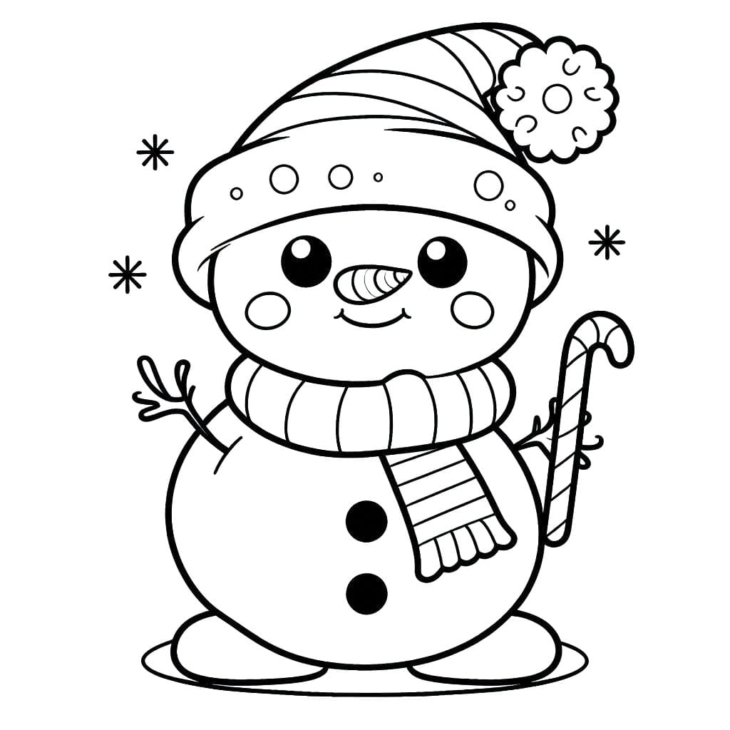 Desenho de Boneco de Neve Fofo para Colorir