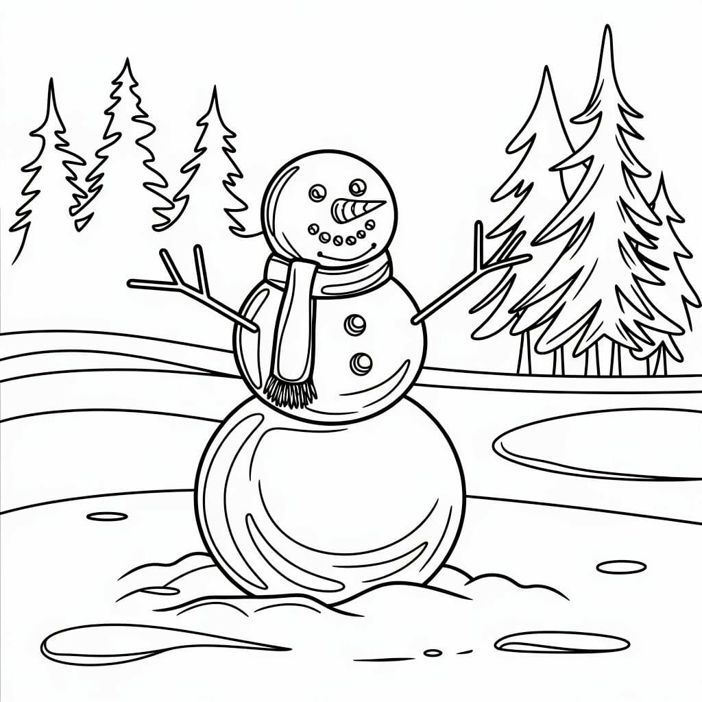 Desenho de Boneco de Neve para Imprimir para Colorir