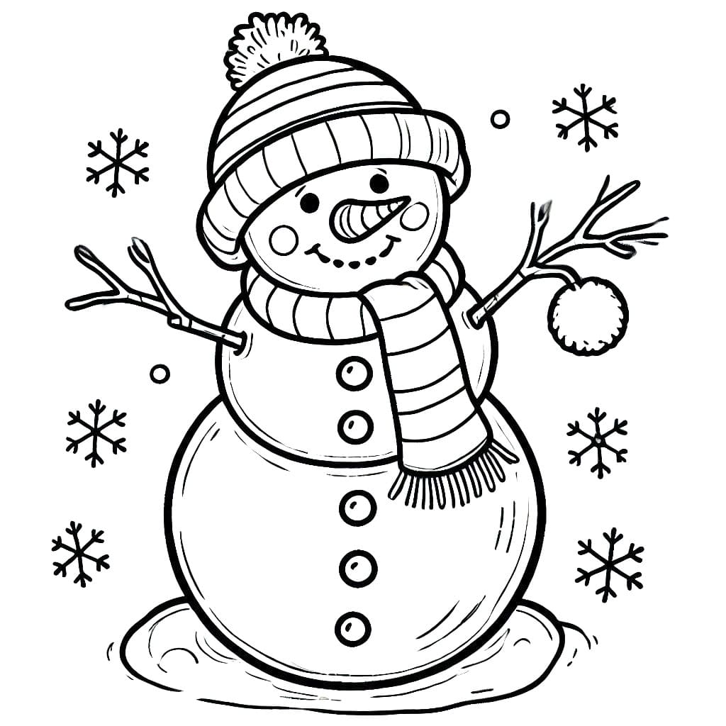 Desenho de o Boneco de Neve Sorriu para Colorir