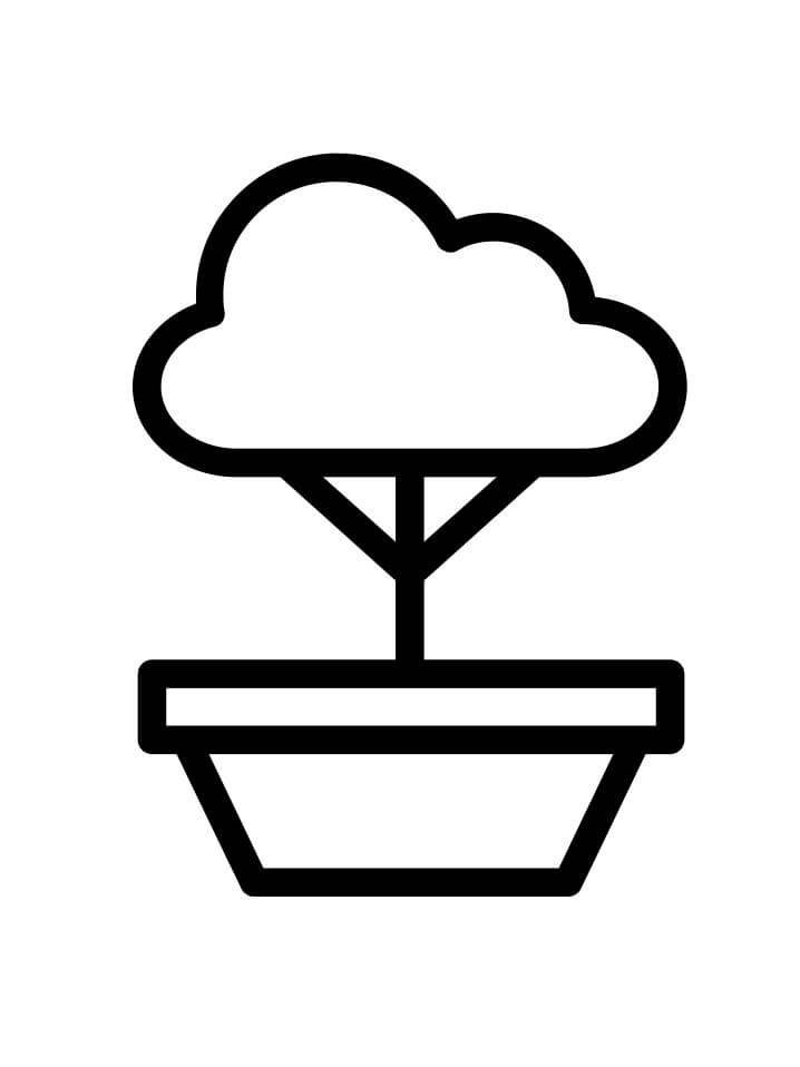 Desenho de Bonsai Simples para Colorir e Imprimir Grátis
