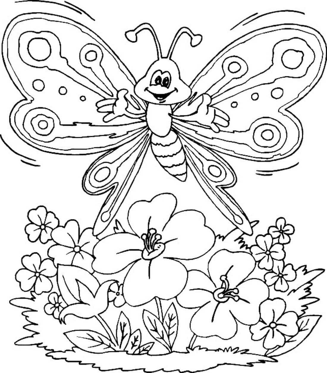 Desenho de Borboleta Animada para Colorir