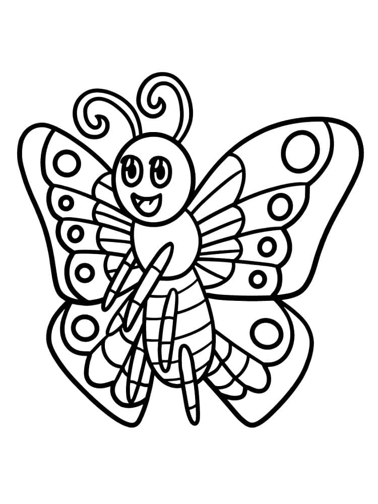 Desenho de Borboleta Feliz para Colorir