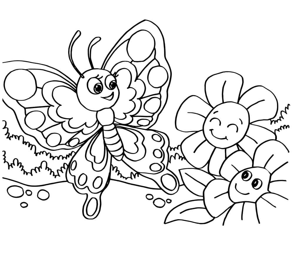 Desenho de Borboleta Muito Fofa para Colorir