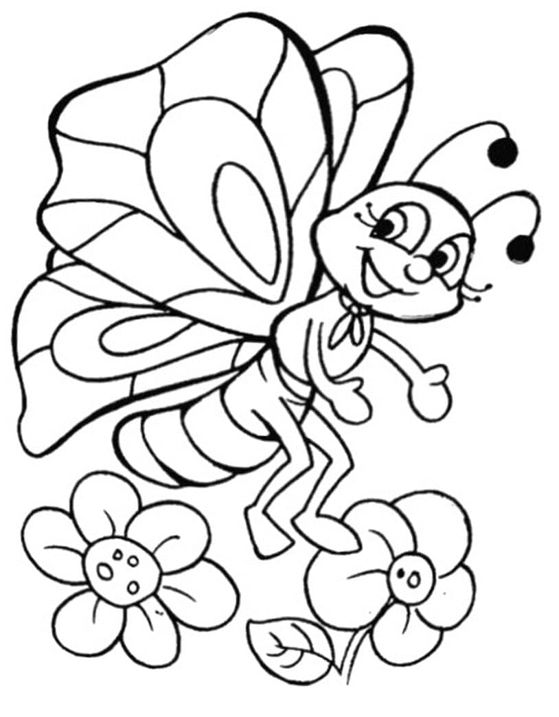Desenho de uma Borboleta Muito Feliz para Colorir