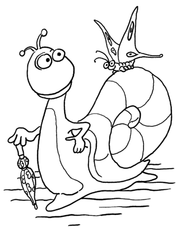Desenho de Borboleta e Seu Amigo Caracol para Colorir Download