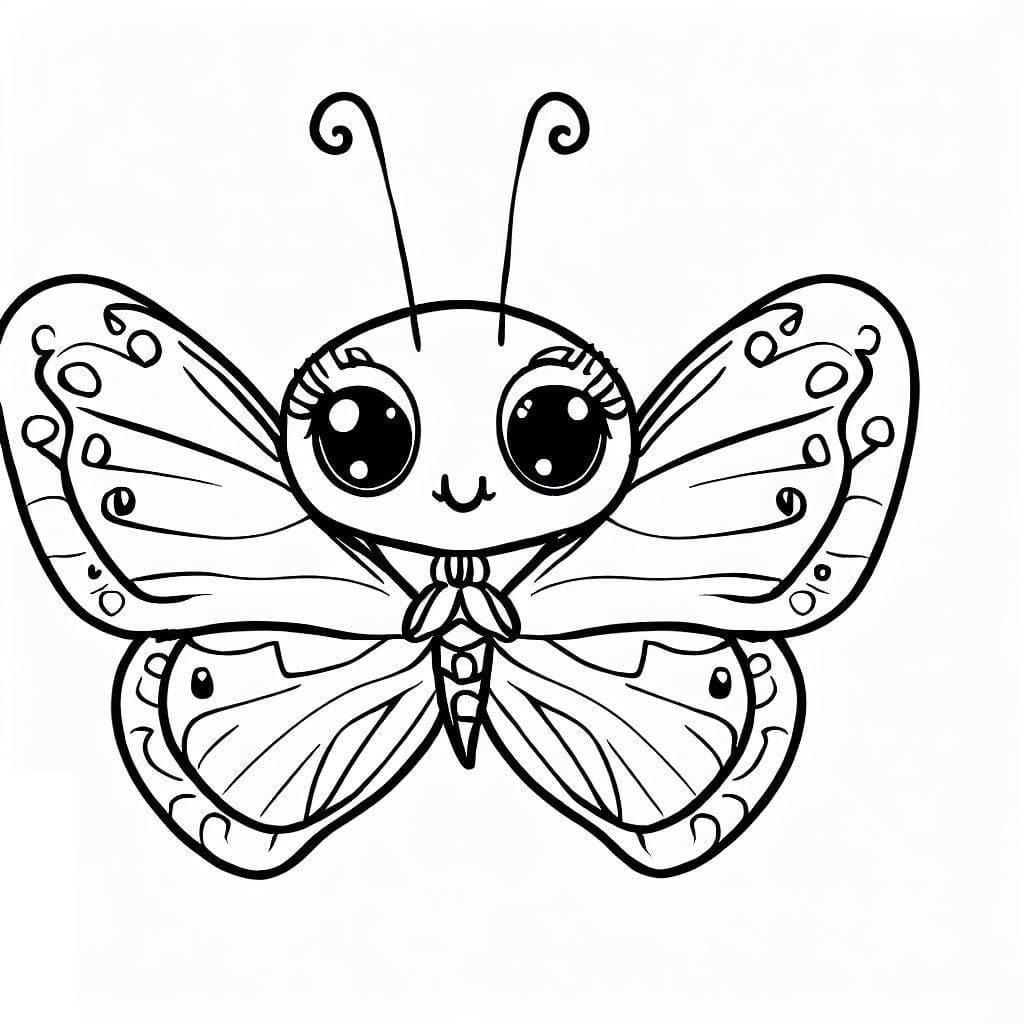 Desenho de Borboleta Fofa em Pdf Imprimivel para Colorir