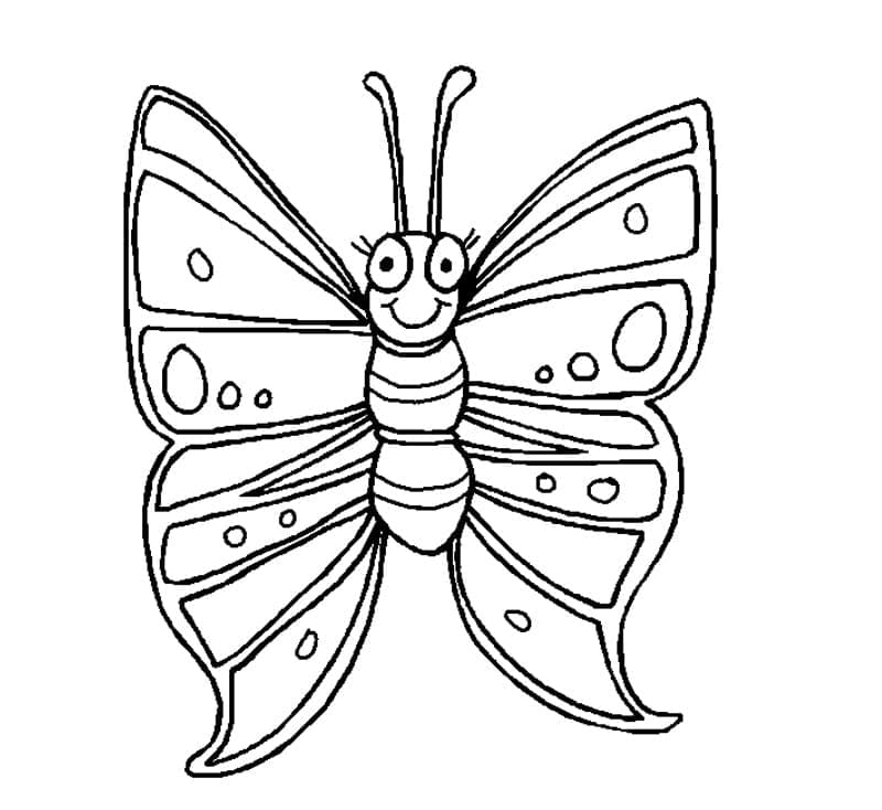 Desenho de uma Borboleta Sorridente para Colorir