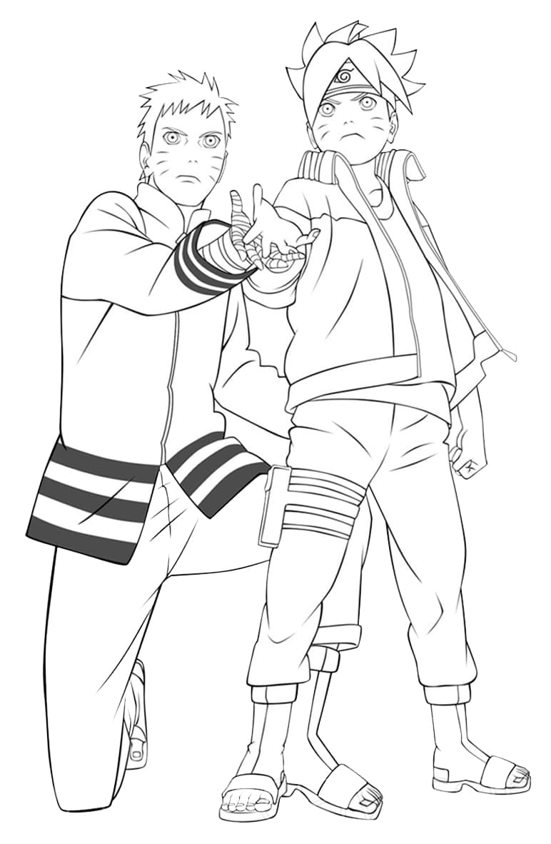 Desenho Boruto e Naruto para Colorir