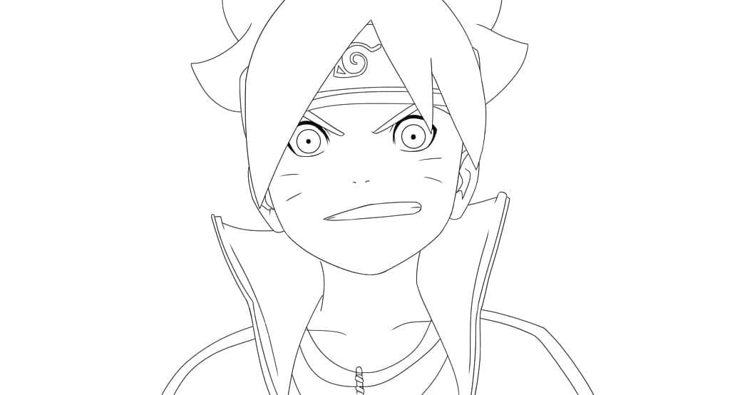 Desenho Boruto Sorrindo para Colorir
