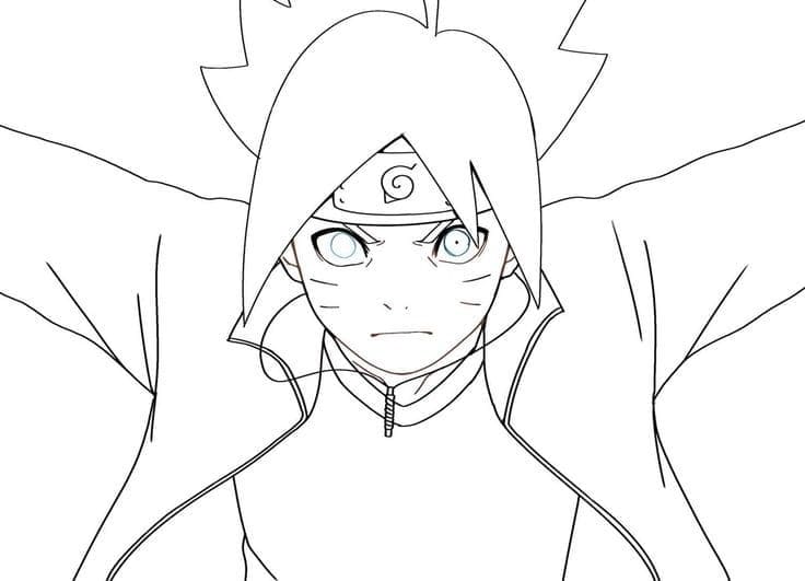 Desenho de Boruto Feliz para Colorir com Lápis de Cor