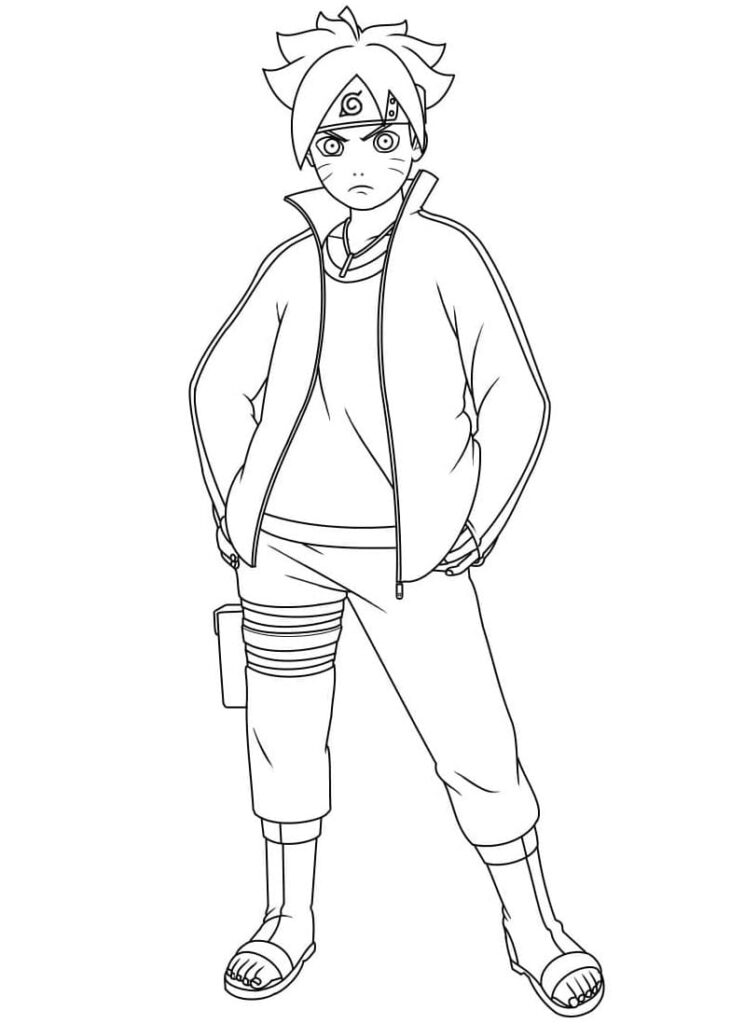 Desenho de Boruto Zangado para Colorir com Tinta Guache