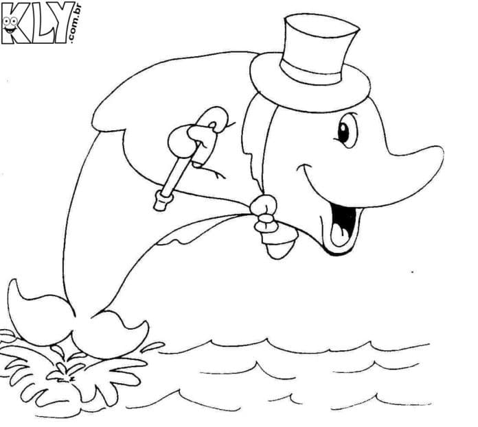 Desenho de Boto Cor de Rosa Feliz para Colorir
