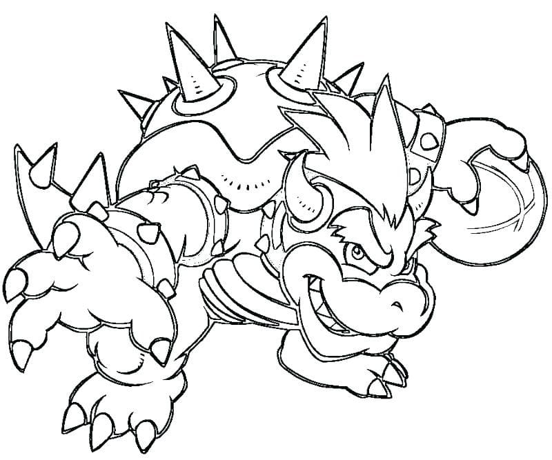 Desenho de Bowser com Mário para Colorir e Imprimir