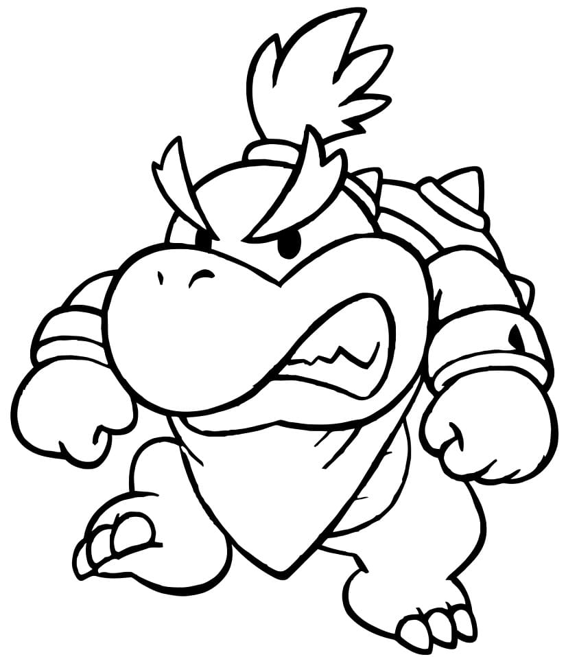 Desenho de Bowser Jr com Raiva para Colorir