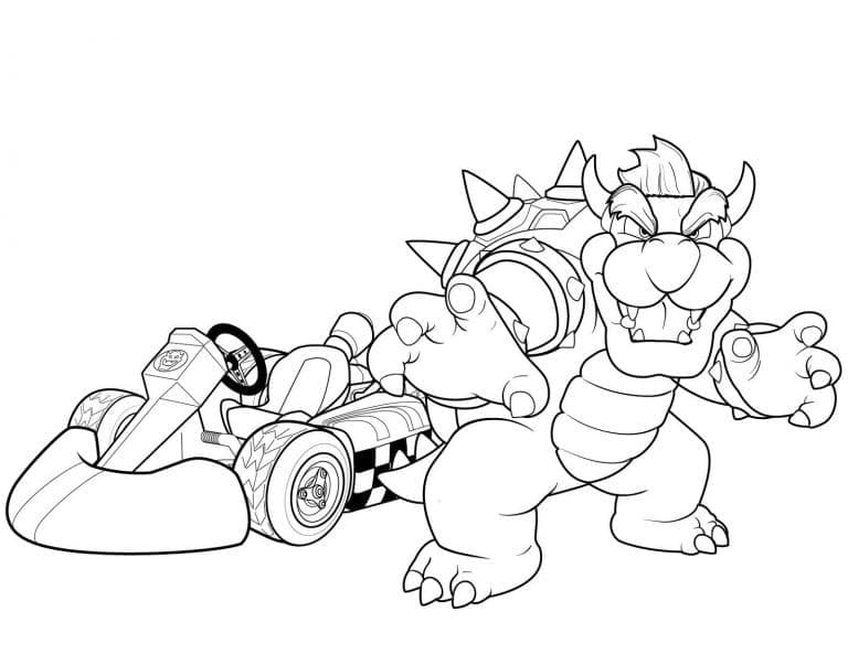 Desenho de Bowser Kart para Colorir