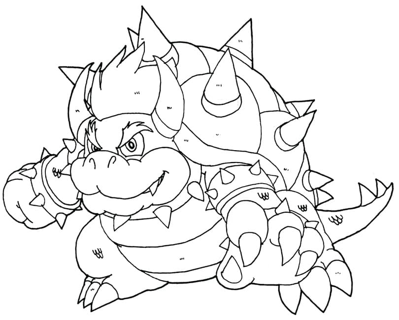 Desenho de Bowser para Colorir com Lápis de Cor e Imprimir
