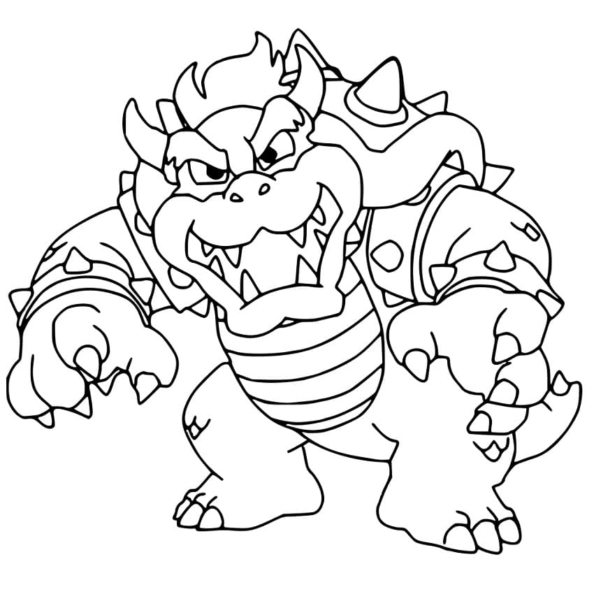 Desenho de Bowser para Colorir Usando Giz de Cera