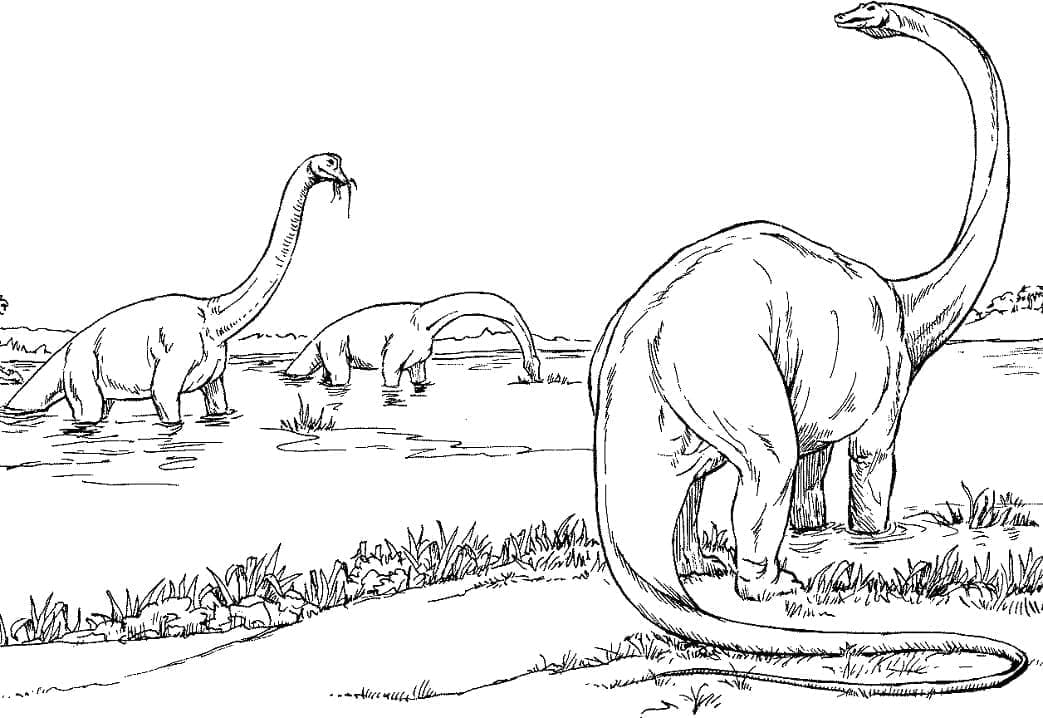 Desenho de Braquiossauro Grátis para Crianças para Colorir