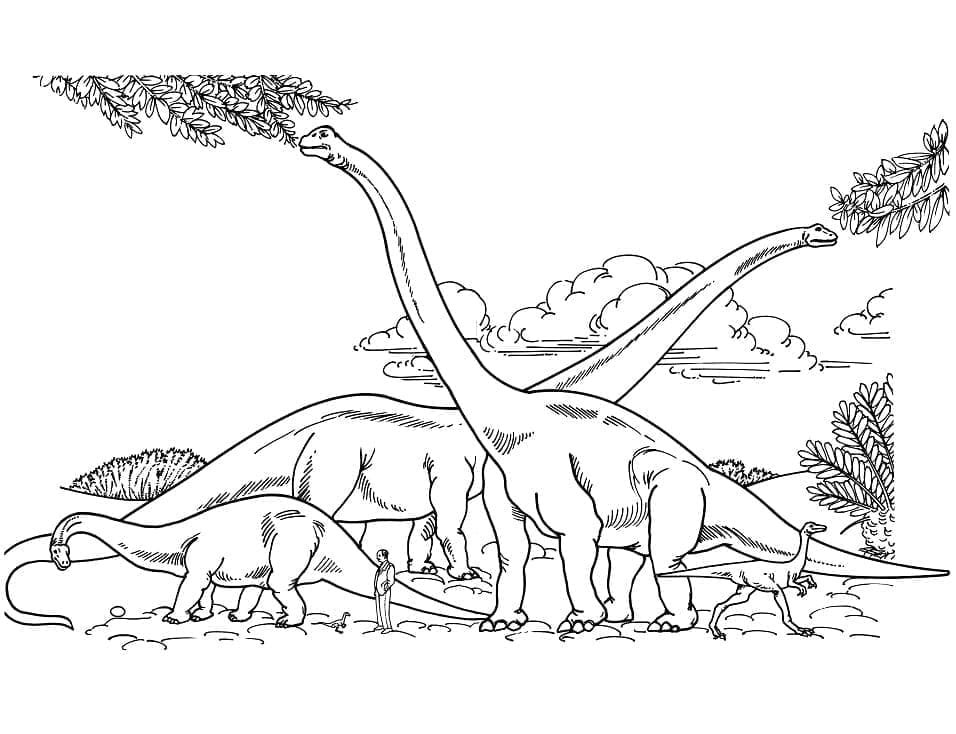 Desenho de Braquiossauro para Colorir com Lápis de Cor e Imprimir