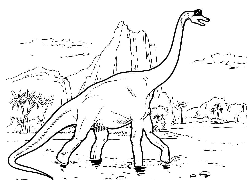 Desenho de Braquiossauro para Crianças para Colorir