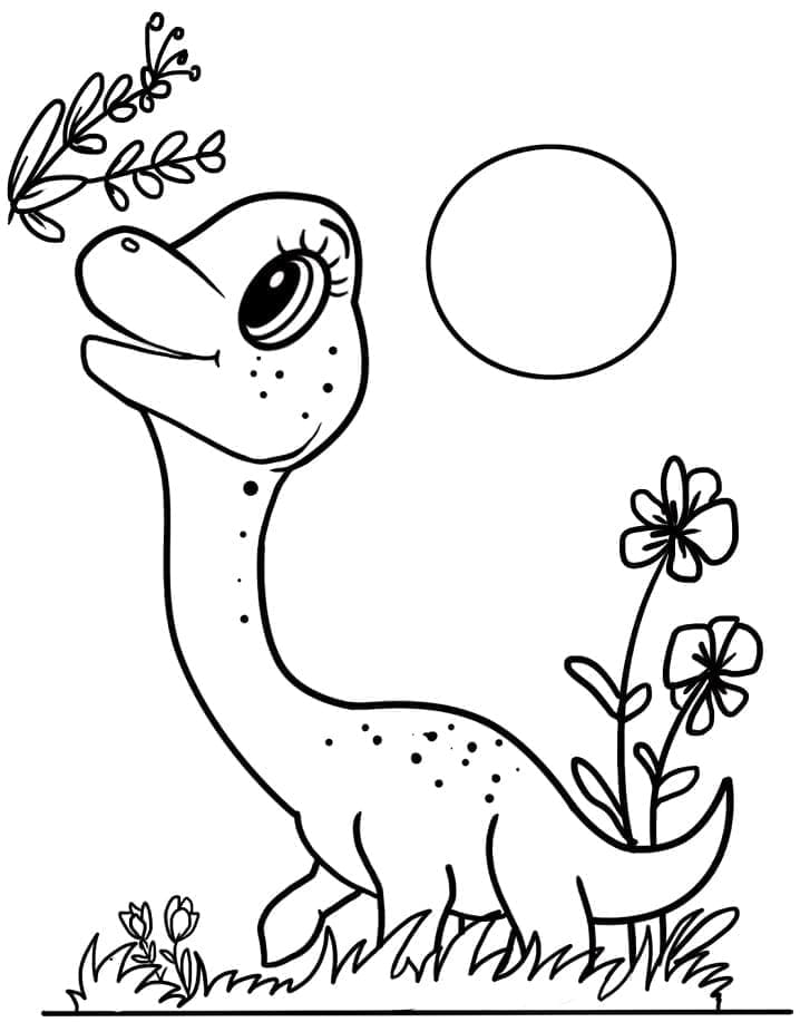 Desenho de um Lindo Braquiossauro para Colorir