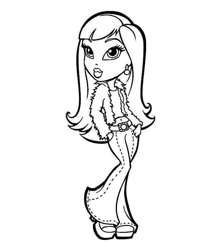 Desenho de Bratz com Bolsa para Colorir e Imprimir