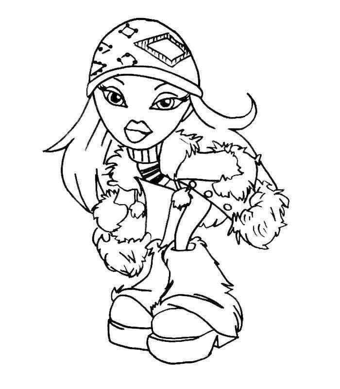 Desenho de Bratz com Óculos para Colorir e Imprimir