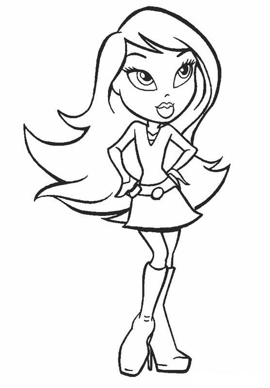 Desenho de Bratz com Roupa de Inverno para Colorir e Imprimir