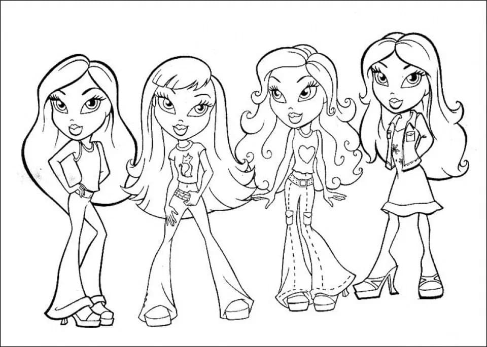 Desenho de Bratz para Colorir e Pintar com Tinta Guache