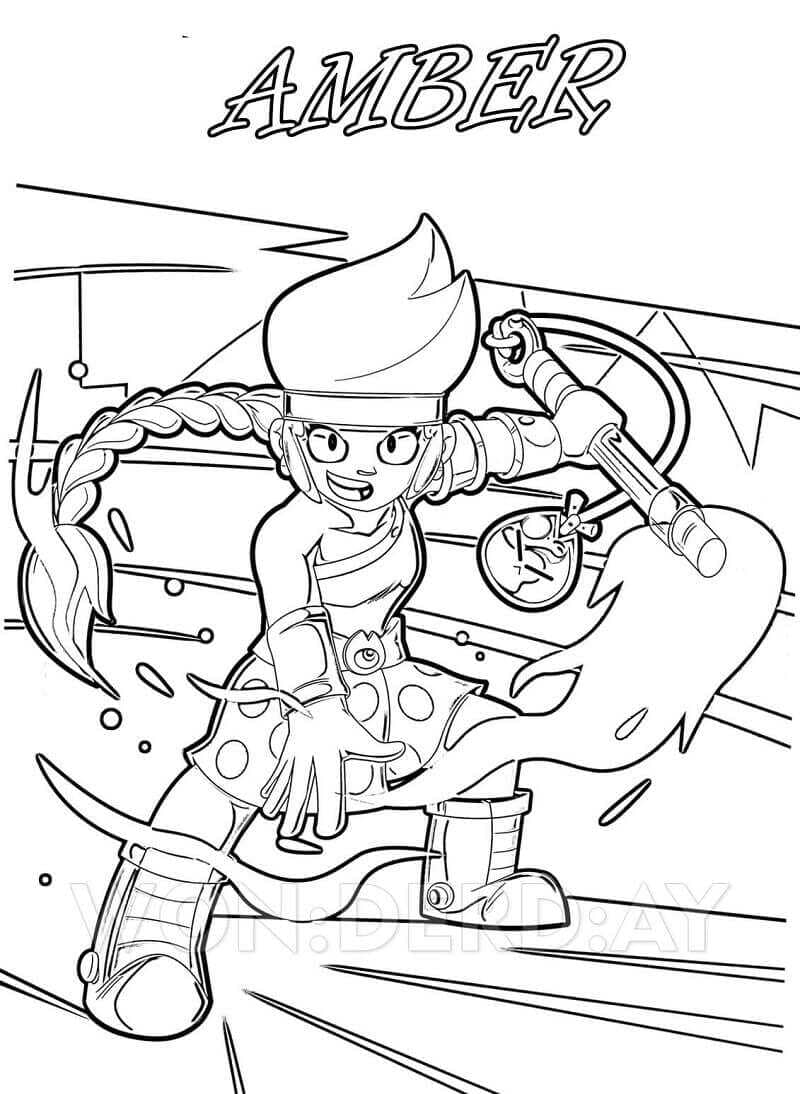 Desenho Amber Brawl Stars Pdf para Colorir