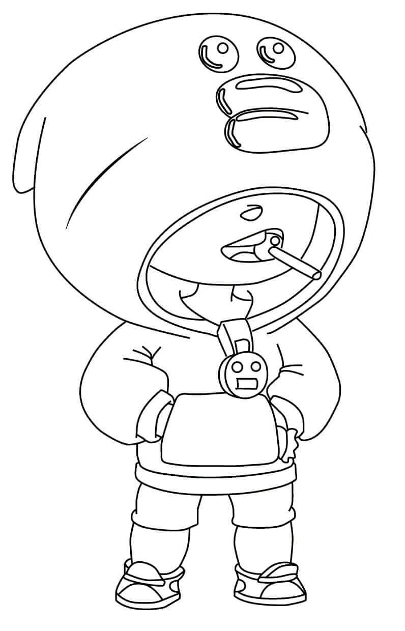 Desenho de Leon Brawl Stars para Colorir Usando Giz de Cera