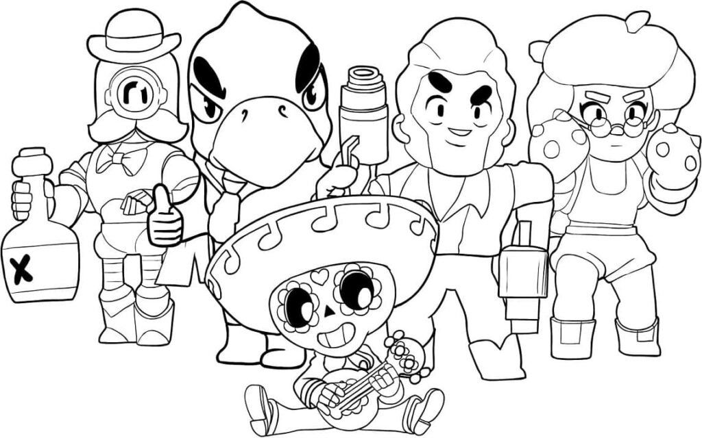 Desenho dos Personagens do Jogo Brawl Stars para Colorir