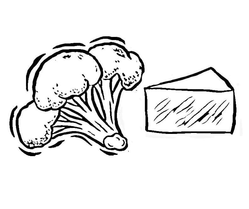 Desenho de Brocolis e Queijo para Colorir