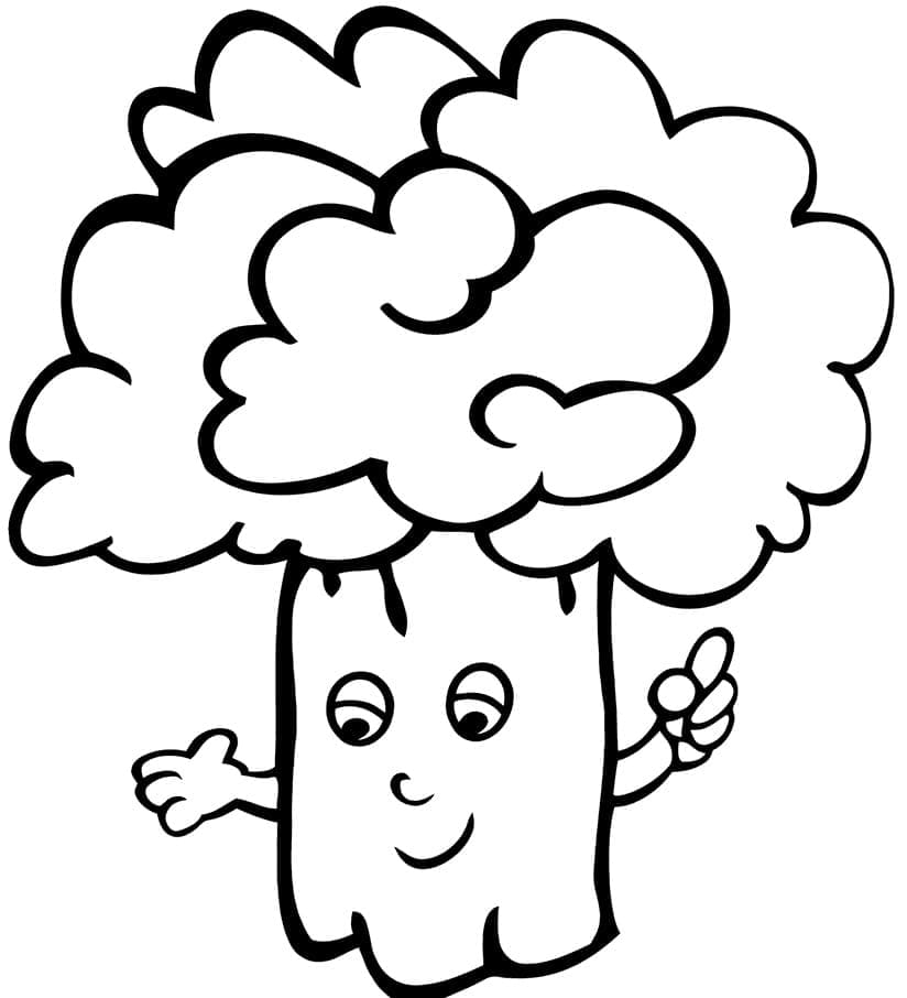 Desenho de Brocolis Fofo para Colorir