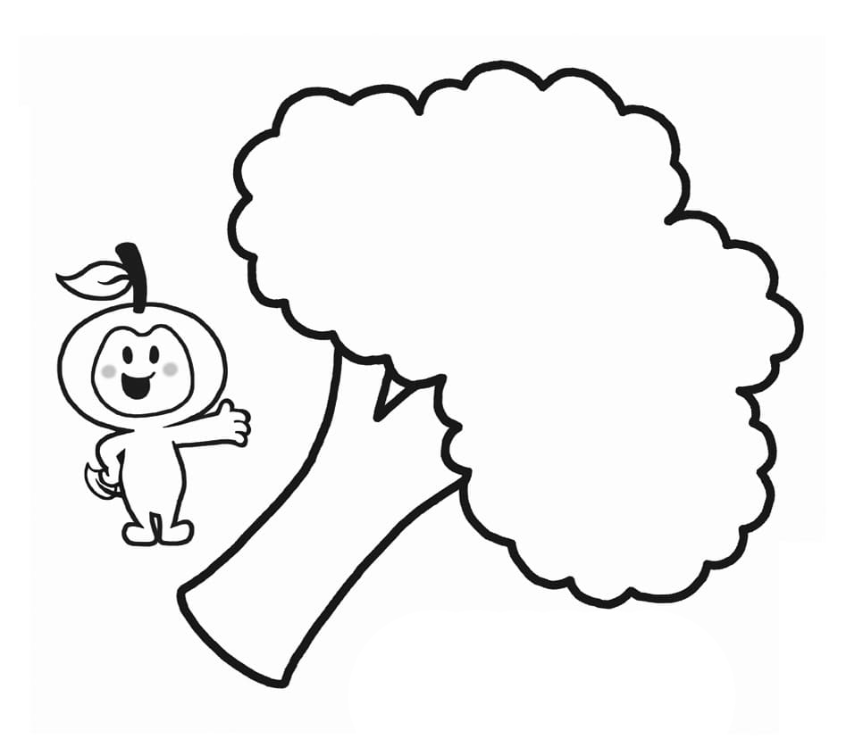 Desenho de Brocolis Kawaii para Colorir