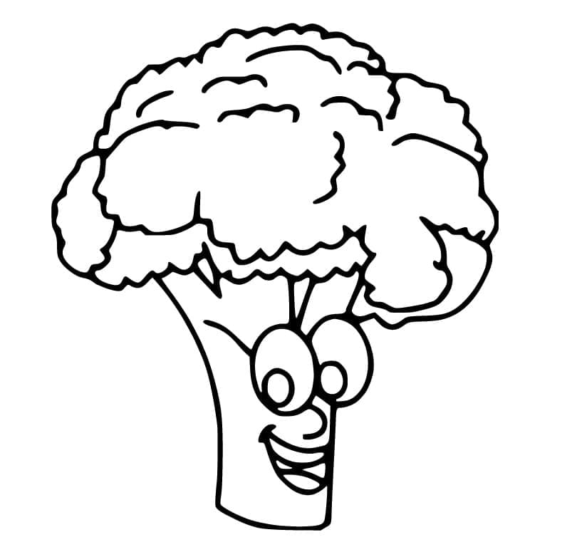 Desenho de Brocolis Rindo para Colorir