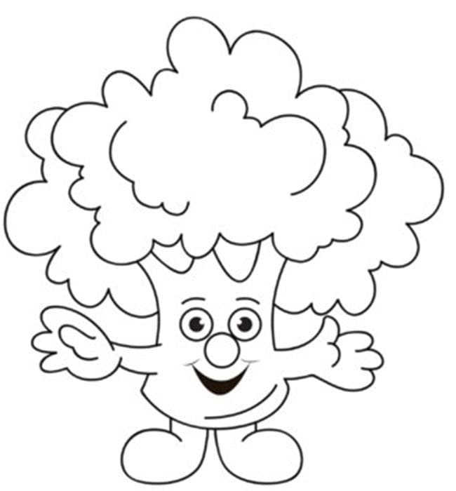 Desenho de Brocolis Sorrindo para Colorir
