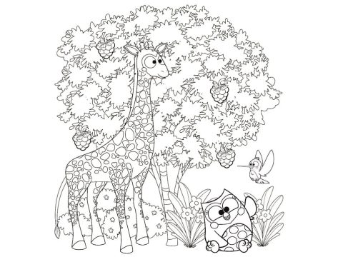 Desenho de Bubu e as Corujinhas Aventura na Selva para Colorir em Pdf