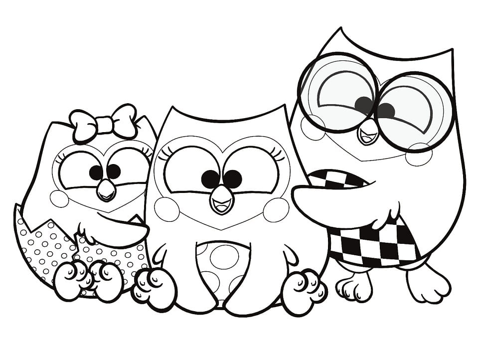 Desenho Imprimivel de Bubu e as Corujinhas em Pdf para Colorir