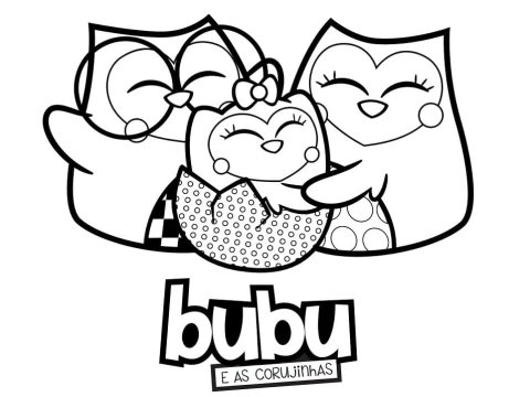 Desenho para Pintar de Bubu e as Corujinhas para Colorir