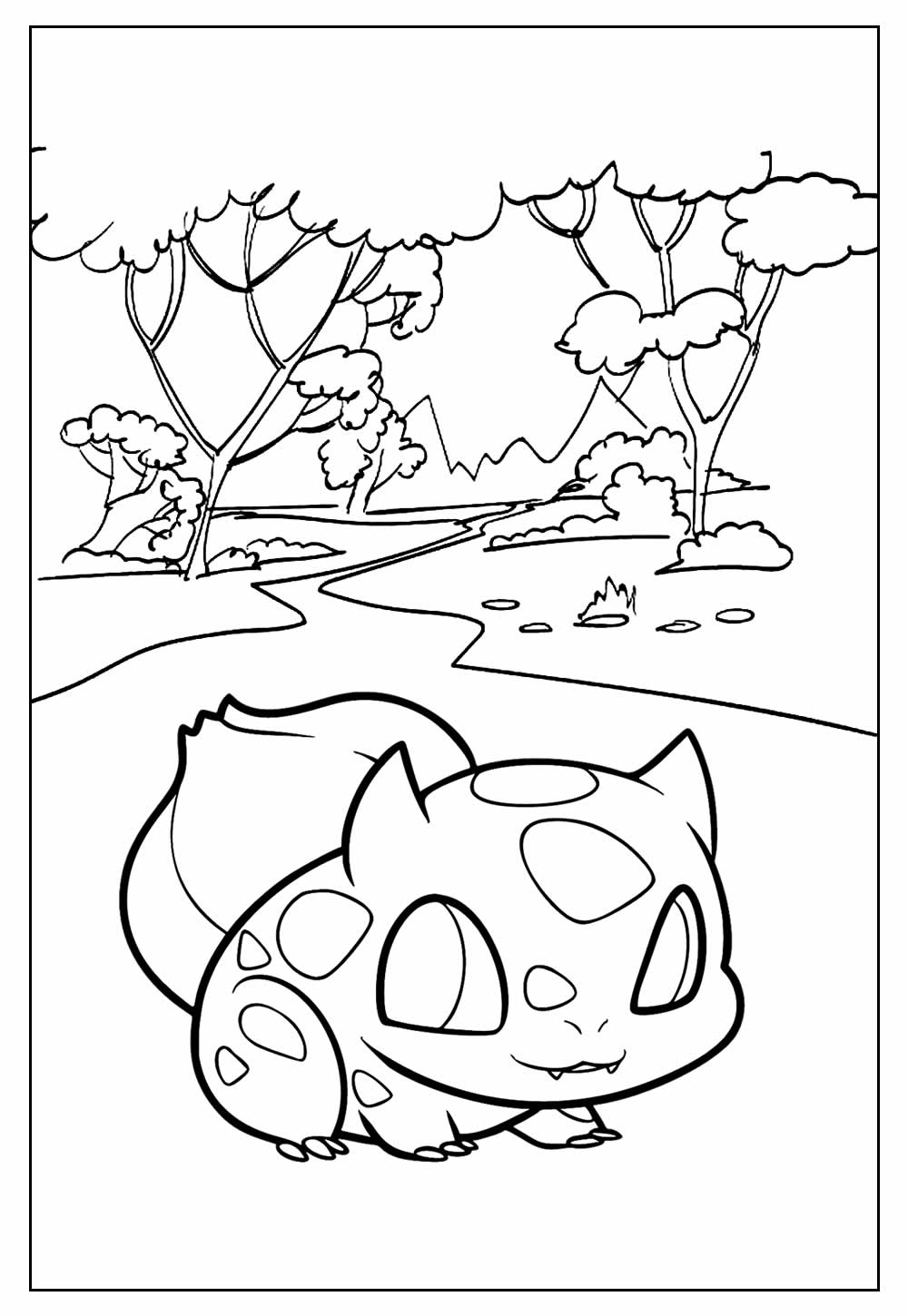 Desenho de Pokemon Bulbassauro Chibi para Colorir e Imprimir