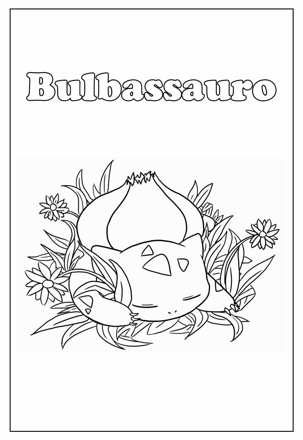 Desenho de Pokemon Bulbassauro com Tinta Guache para Colorir e Imprimir