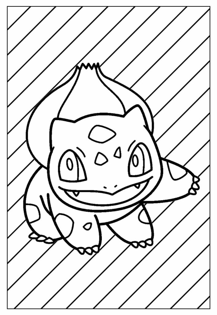 Desenho de Pokemon Bulbassauro em Batalhá para Colorir e Imprimir