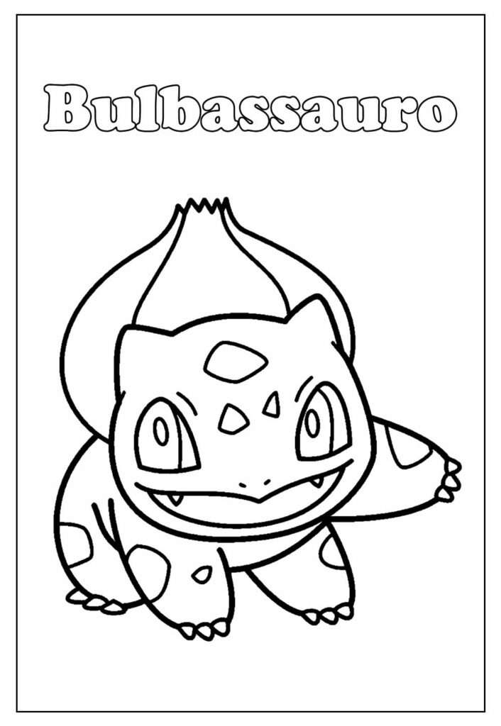 Desenho de Pokemon Bulbassauro Fofo para Colorir e Imprimir Pdf