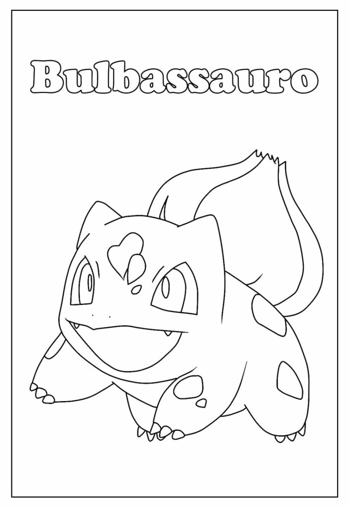 Desenho de Pokemon Bulbassauro no Cenário para Colorir e Imprimir