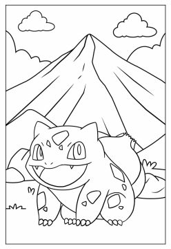 Desenho de Pokemon Bulbassauro para Colorir e Pintar com Tinta Guache