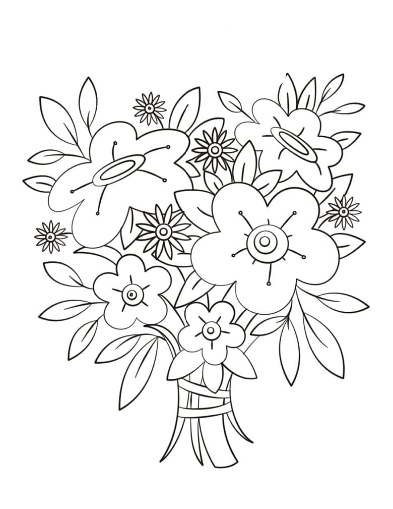 Desenho de Buque de Flores com Detalhes para Colorir e Imprimir