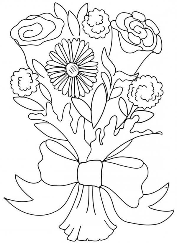 Desenho de Buque de Flores Detalhado para Colorir e Imprimir
