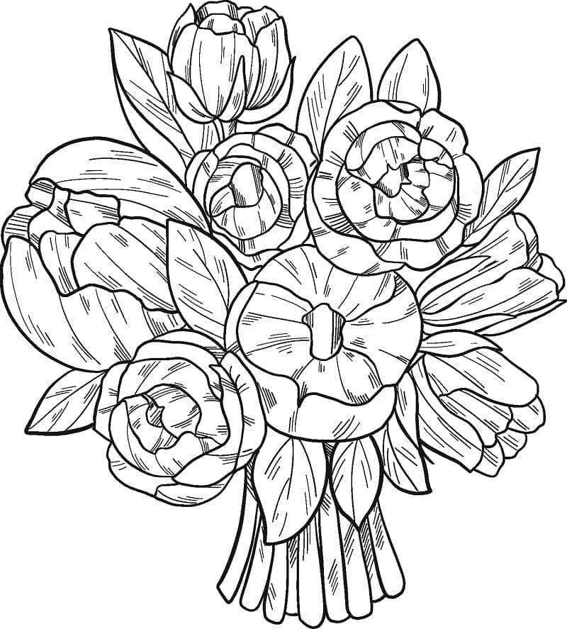 Desenho de Buque de Flores Infantil para Colorir e Imprimir